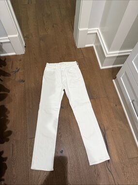 MOTHER White Cropped Straight-Leg Jeans